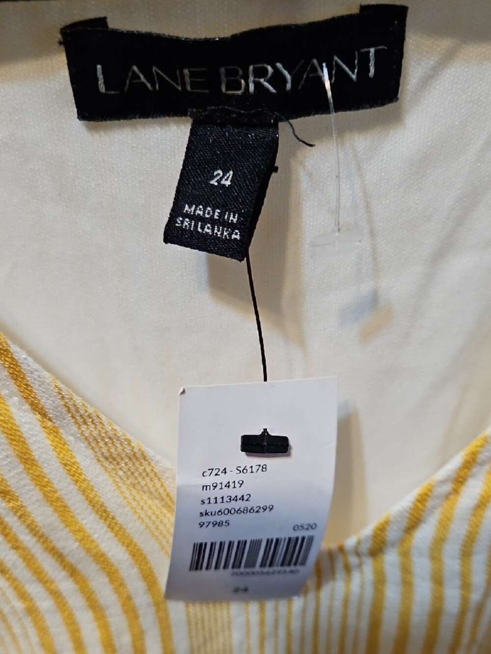 Lane Bryant Soft Yellow Striped V-Neck Midi Dress - Picture 8 of 9